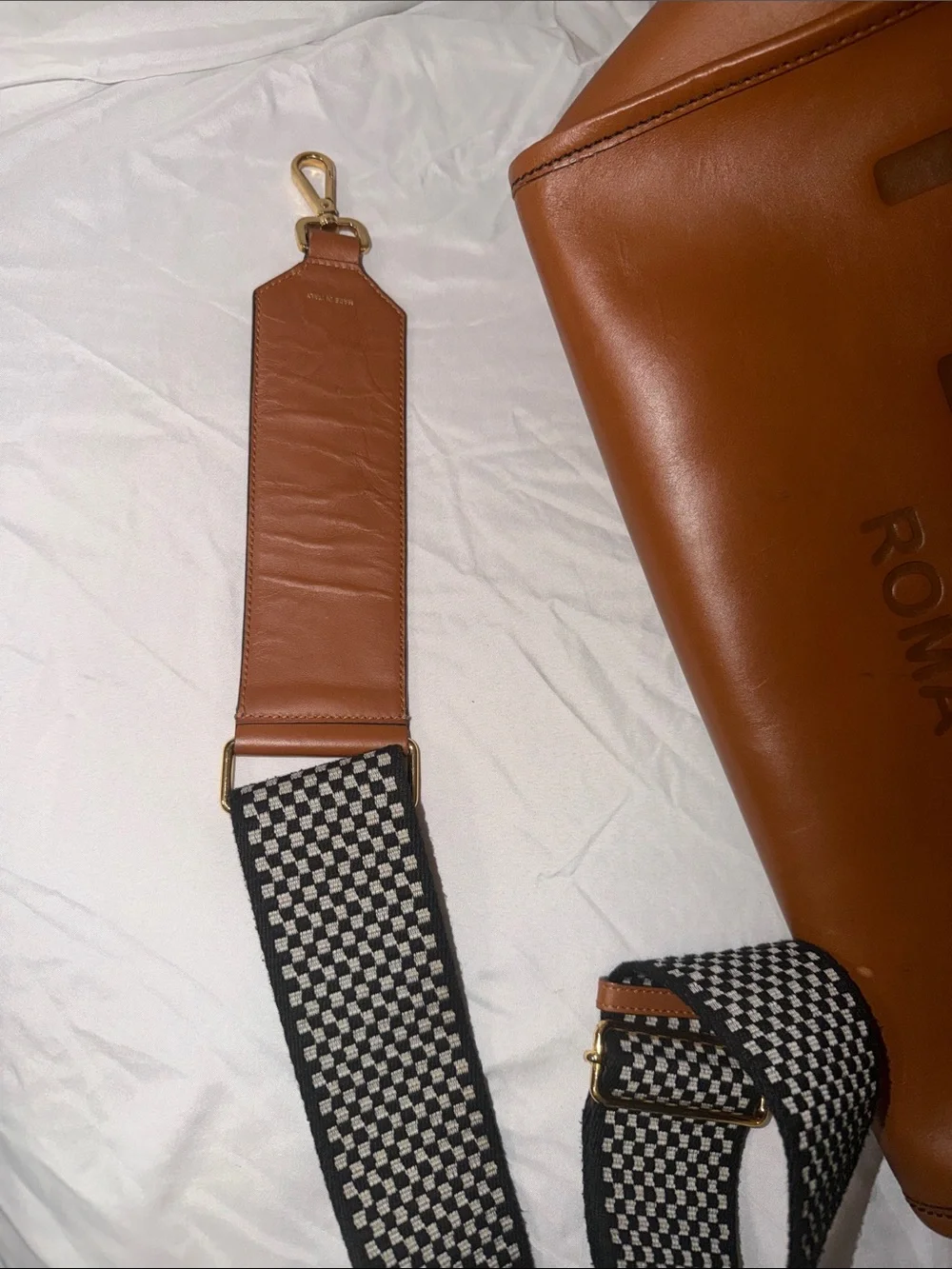Fendi Cognac Leather ROMA Tote with Tortoiseshell Handles